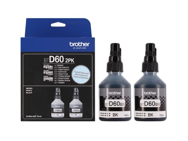 BOTELLA TINTA BROTHER PACK X2 BTD602PKMEX SISTEMA CONTINUO  