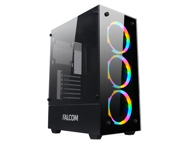 GABINETE GAMER FALCOM G-8012 FAN RAINBOW X3 VIDRIO TEMPL    